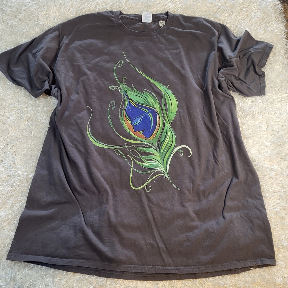 Port & Company Graphic T-Shirt Artistic  Peacock Feather Lord Krishna, 3XL